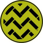 Symbol für Naturböden in stilisiertem Muster Grünes Rundsymbol mit schwarzem Muster als Icon für Naturböden